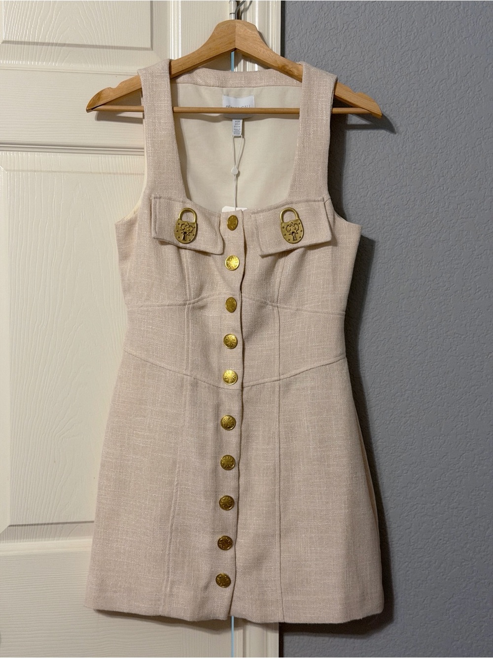 Alice McCall Cream Mini Dress with Gold Buttons